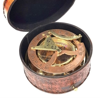 Brass Nautical-Antique Copper & Brass Sundial Compass